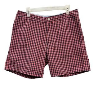 Bonobos Gingham‎ Swim Trunks Pink Navy Check Board Shorts Preppy Summer Beach 32